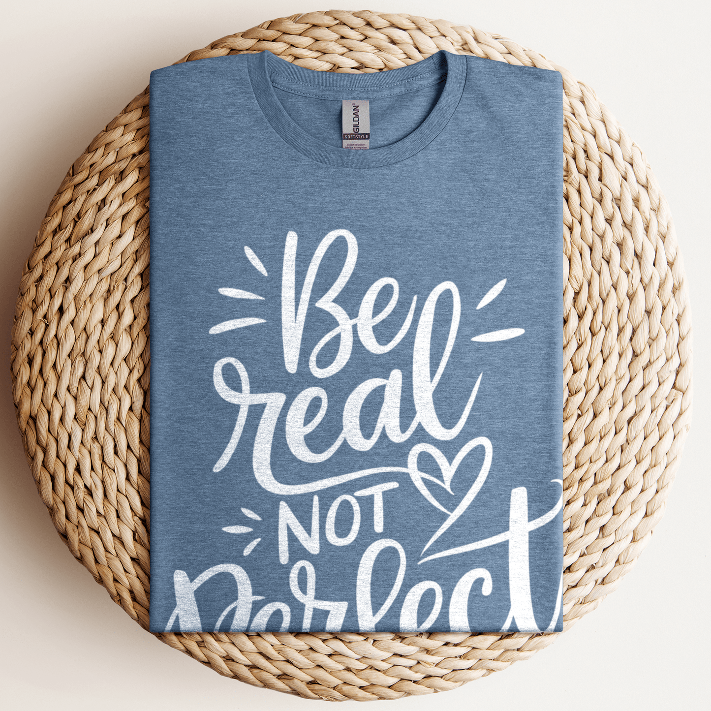 Be Real Not Perfect T-Shirt Heather Indigo / S