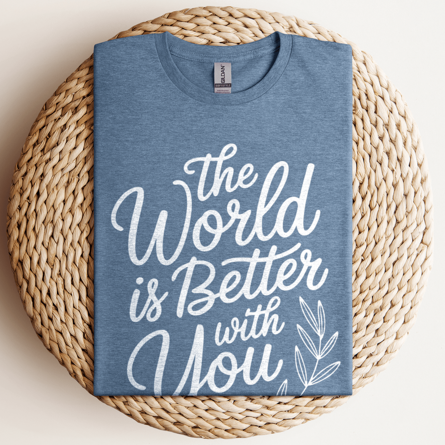 The World Is Better T-Shirt Heather Indigo / S