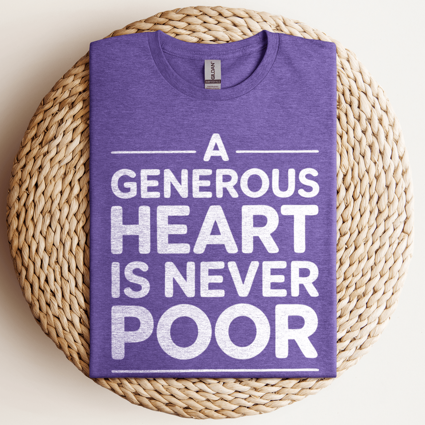 A Generous Heart T-Shirt Heather Purple / S