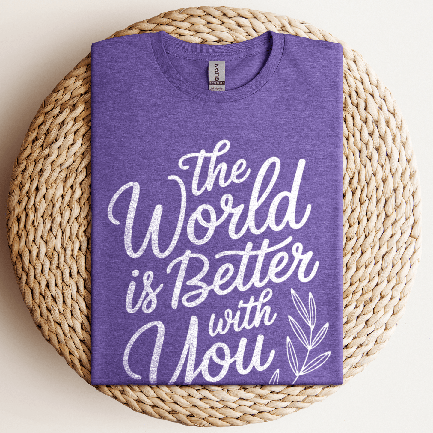 The World Is Better T-Shirt Heather Purple / S
