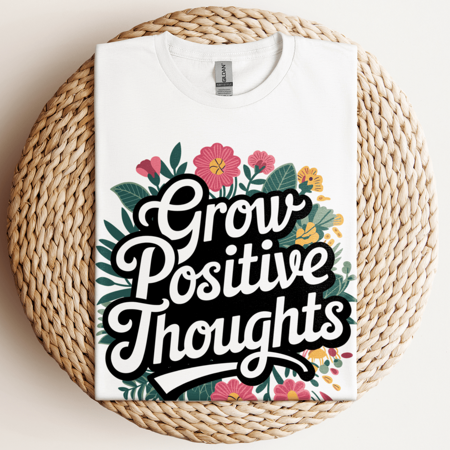 Grow Positive Thoughts T-Shirt White / S