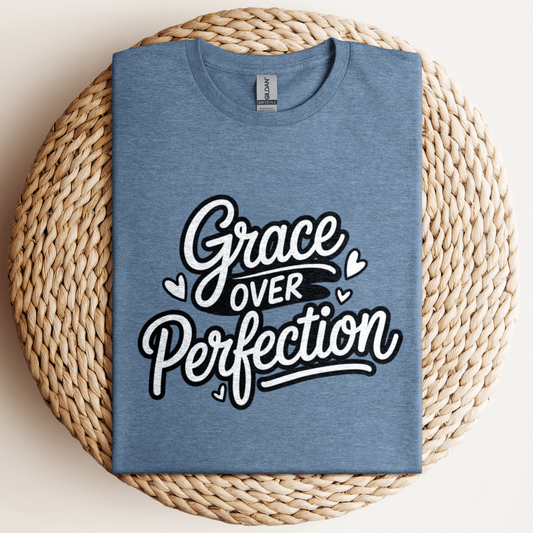Grace Over Perfection T-Shirt Heather Indigo / S