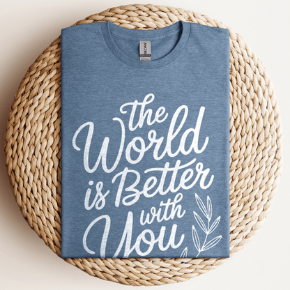 The World Is Better T-Shirt Heather Indigo / S