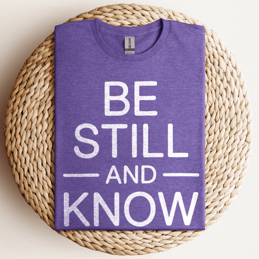 Be Still And Know T-Shirt Heather Purple / S