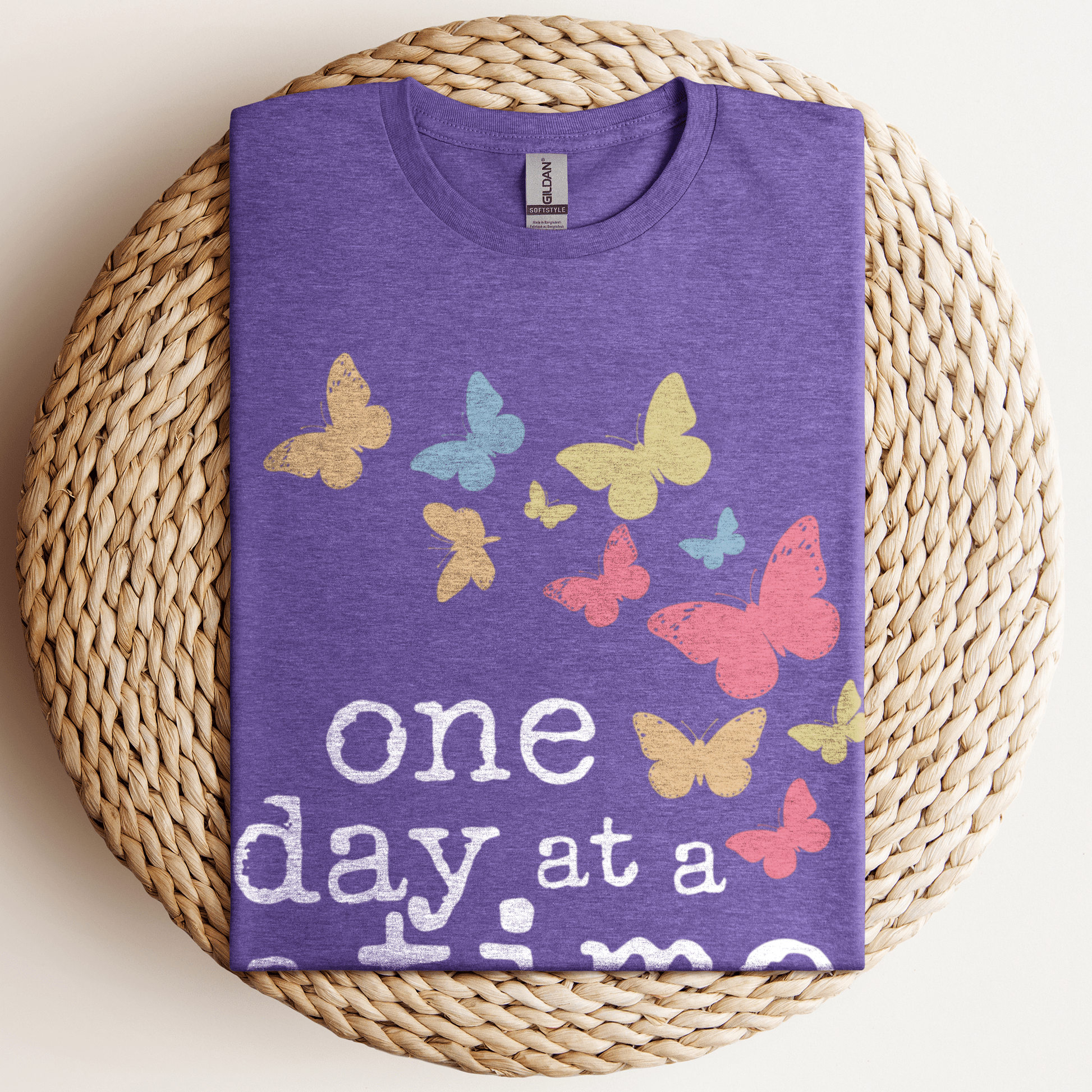 One Day At A Time T-Shirt Heather Purple / S