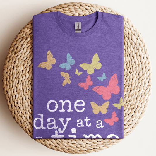 One Day At A Time T-Shirt Heather Purple / S